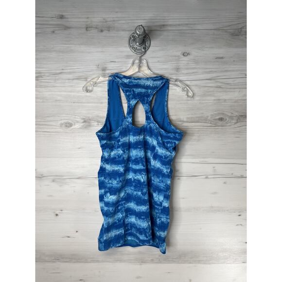 Marika Tank Top Shirt Womens Large Blue Racerback Built In Bra Athletic Workout - Picture 7 of 7